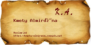Kmety Almiréna névjegykártya